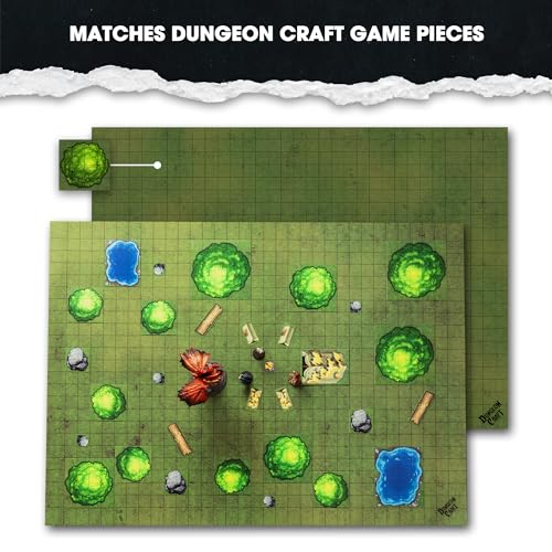 Battlemaps - Double-Sided Laminated DND Mat, Wet & Dry Erase, 24"x33" Grasslands Pack - Custom Box & Loose Leaf by 1985 Games