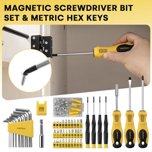 Enventor Tool Set with 1/4 in and 3/8 in Metric Sockets, 231 Pieces | 8-15 MM Wrenches, Quick-release Ratchet for Home Repairs, DIY projects, and Auto Maintenance
