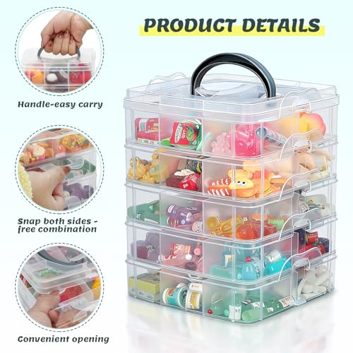 5-Tier Minibrand Storage Case, Adjustable Organizer Box for Toys | Plastic case with adjustable compartments for mini collectibles and figures. Case only, Minibrands not included.