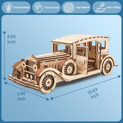 Adults 3D Wooden Puzzles Vintage Car DIY Model Kits | Christmas Birthday Gifts - style: vintage car