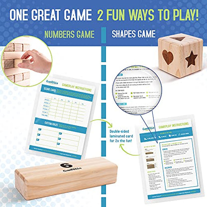 Giantville Giant Tumbling Timber Toy - X-Large Premium Pine Wood Life-Size Blocks Tower - Floor/Board Indoor/Outdoor Yard Game - 54-Pieces + Dice + Carry Bag - Grows to Almost 4-Feet - 2025 Version - size: X-Large
