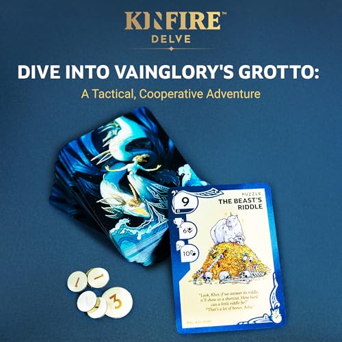 Incredible Dream Kinfire Delve: Vainglory’s Grotto – Solo or 2-Player Tactical Card and Dice Game – Puzzle-Focused Fantasy Adventure – 60+ Minute Gameplay – Compact, Replayable, Ages 14+