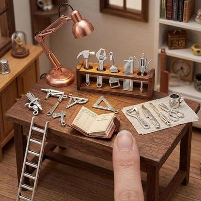 40PCS 1:12 Miniature Dollhouse Silvery Metal Home Repair Tools Micro Scene Model Work for Party Dollhouse Decoration Accessories Mini Yard Building Supplies Pretend Toy DIY Crafts Ornament