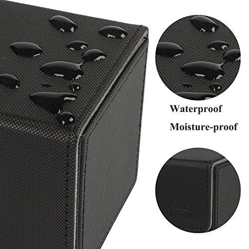 AEGIS GUARDIAN Card Deck Box for MTG, Commander Deck Box Hold 120+ Sleeved Cards, Leather Strong Magnet Card Deck Case Holder for Magic Cards TCG CCG, Black - color: 2-1
