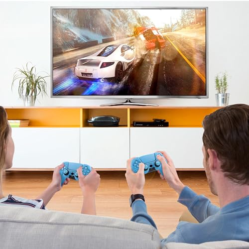 Ergonomic Soft Grip Skin Compatible with PS5 Controller, Anti-Slip Silicone Cover with 6 Thumb Grips Accessories Set Compatible with PlayStation 5 Controller (Starlight Blue) - color: Blue