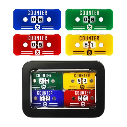 4Pcs MTG Life Counter with Metal Box, Health Tracker Life Counter for MTG Magic Card Games Accessories Tabletop RPG D&D CCG TCG Board Games - color: A Color-4pcs