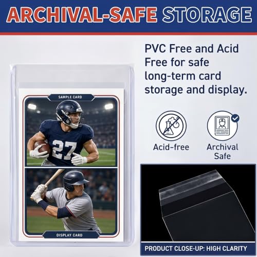 Top Loader Sleeves 100 Pack, Resealable Team Bags for 3" x 4" Cards | sleeves for 35-100PT top loaders, team bags for trading cards, trading card protector bags, PVC-free polypropylene sleeves