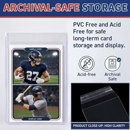 Top Loader Sleeves 100 Pack, Resealable Team Bags for 3" x 4" Cards | sleeves for 35-100PT top loaders, team bags for trading cards, trading card protector bags, PVC-free polypropylene sleeves