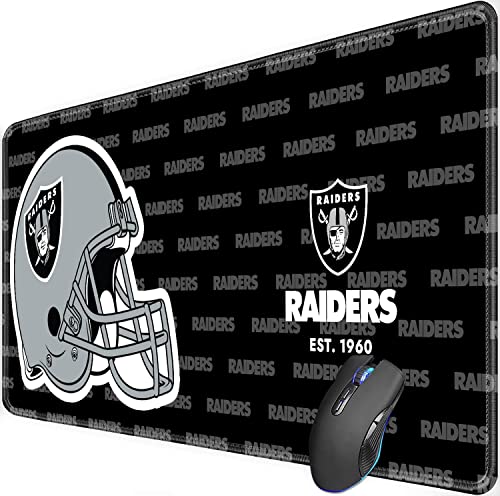 Stitched Edges Mouse Desk Pad,Large Gaming Mouse Pad for Laptop Computer Desktop Keyboard,Black Gray Design Mat for Football Sport Fans Mousepad