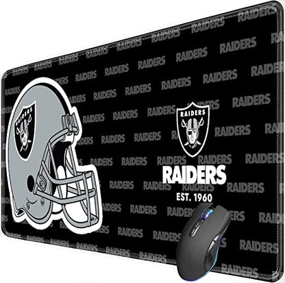 Stitched Edges Mouse Desk Pad,Large Gaming Mouse Pad for Laptop Computer Desktop Keyboard,Black Gray Design Mat for Football Sport Fans Mousepad