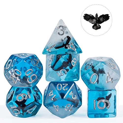Cusdie 7-Die DND Dice, Polyhedral Dice Set Filled with Animal, for Role Playing Game D&D Dice (Eagle) - color: Eagle