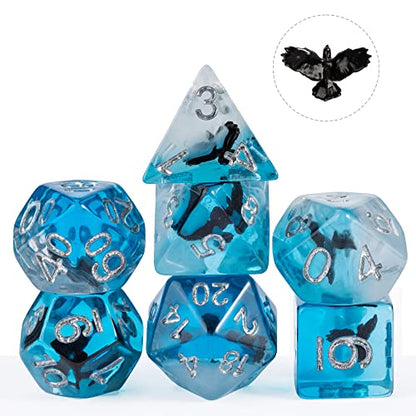 Cusdie 7-Die DND Dice, Polyhedral Dice Set Filled with Animal, for Role Playing Game D&D Dice (Eagle) - color: Eagle