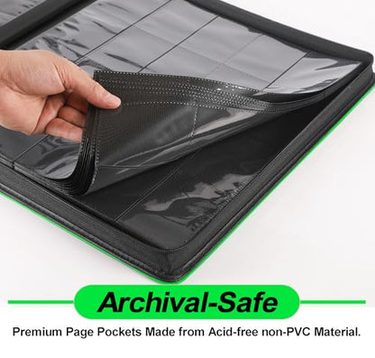 Premium 2000 Pocket Card Binder - 20 Pocket Trading Card Binder with Sleeves Fits 2000 Cards, Ringless Card Album for TCG - Model A，Brilliant Green - color: 20P - Brilliant Green