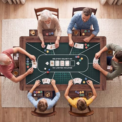 LAUSAINT HOME Poker Table Top Mat, No Crease EVA Poker Mat for Board Game Table Cover Layout Design, 6-8 Players Folding Portable Gaming Table Top, Texas Hold'em Blackjack, Casino, Card Game Night - size: Rectangle