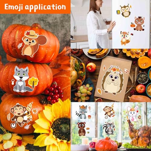24 Sheets Fall Stickers, Make-a-face Sticker, Fall Animal Stickers | for Kids Make Your Own Animal Mix and Match Sticker Sheets Kids Party Favor Supplies Craft - style: Fall Animal