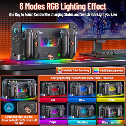 Switch Controller Charger Dock Station Compatible with Nintendo Switch & OLED Model Joy-con, Charging Dock Station Support to Charge 6 Joycons - size: 9''