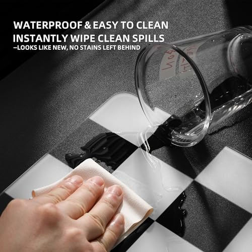 XVX Tempered Glass Gaming Mouse Pad - Ultra-Smooth Micro-Etched Hard Surface for Esports & FPS Games, 16.14"×12.20" Large Checkerboard Mousepad, Durable & Easy to Clean for Gamers/Designers - color: Black
