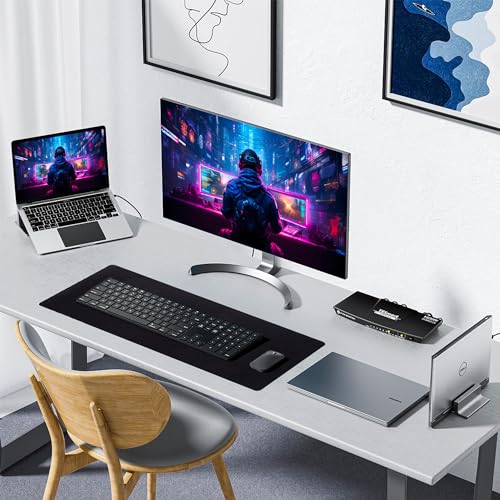 ALOANES Non-Slip Extended Mouse Pad Office&Home Desk Mat Stitched Edge | Black 2PC Large Cloth Fabric Mousepad for Keyboard, Computer Gaming XL 31.4"x11.81"x0.12" - color: Classic Black, size: 31.5" x 11.9"
