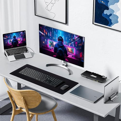 ALOANES Non-Slip Extended Mouse Pad Office&Home Desk Mat Stitched Edge | Black 2PC Large Cloth Fabric Mousepad for Keyboard, Computer Gaming XL 31.4"x11.81"x0.12" - color: Classic Black, size: 31.5" x 11.9"