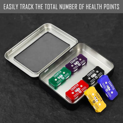 6Pcs MTG Life Counter with Metal Box, Twin Digits Health Tracker Life Counter for MTG Magic Card Games Accessories Tabletop RPG D&D CCG TCG Board Games - color: B Color-6pcs