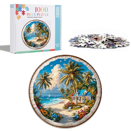 Summer Puzzles for Adults 1000 Pieces, Seaside Scenery Jigsaw Puzzles 1000 Pieces for Adults, Puzzles with Letters On Back, Challenging Family Game, 26.5 x 26.5in - color: Summer Scenery