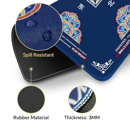 Mahjong Mat 32.4” x 32.4”, 3mm Thick Non-Slip Rubber Back Mahjong Table Mat, Noise Reduction Waterproof Mahjong Game Mat for Table, Mahjong Tile Mat for Cards, Dominoes & Board Games (Blue2) - color: Blue2
