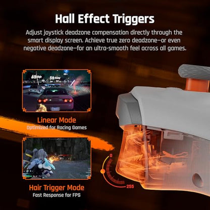 BIGBIG WON Wireless Gaming Controller with LCD Display – Hall Effect Joystick & Triggers, 1000Hz Polling Rate, PC/Switch/Android/iOS Compatible, Dual Back Buttons, Turbo, HD Rumble, Wired/Bluetooth/2.4G AETHER Wireless Gamepad - color: 1.Aether