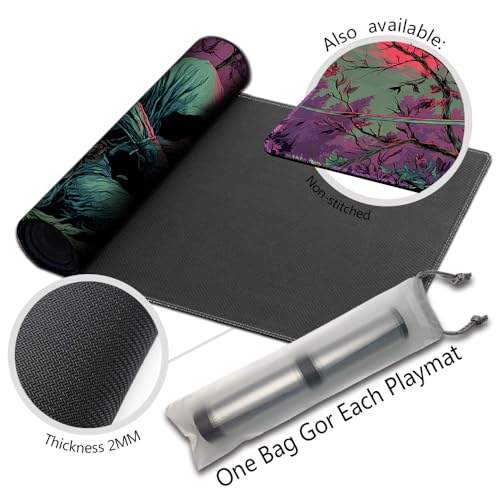 MTG Playmats(Stitched) 14x24in Compatible for OCG CCG RPG TCG Playmats with Card Zones Storage Bag (Assassins-No Zone) - color: Assassins-no Zone