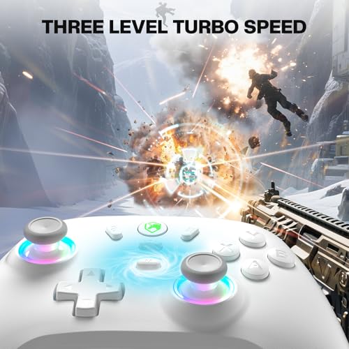 ECHTPower Wireless PC Gaming Controller - Hall Effect Joystick, 2.4G & Wired 1000Hz Polling Rate, 800mAh Battery, Adjustable Turbo/Vibration - for PC/Switch/iOS/Android-off White - color: off-white color