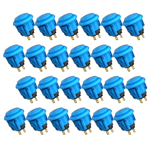 QANBA D-lite Arcade Button Original Buttons Snap-In Joystick Arcade Buttons for DIY arcade machines 24mm Push button switch(Boxed） (24mm Blue（EL01) 24 Pcs) - size: 24mm Blue（EL01) 24 Pcs