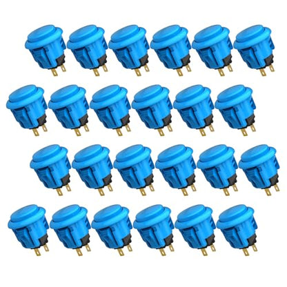 QANBA D-lite Arcade Button Original Buttons Snap-In Joystick Arcade Buttons for DIY arcade machines 24mm Push button switch(Boxed） (24mm Blue（EL01) 24 Pcs) - size: 24mm Blue（EL01) 24 Pcs