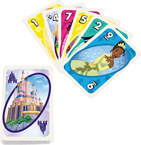 Mattel Games UNO Disney Princesses Matching Card Game, 112 Cards with Unique Wild Card & Instructions for Players 7 Years & Older, Gift for Kid, Family & Adult Game Night - style: UNO Disney Princess