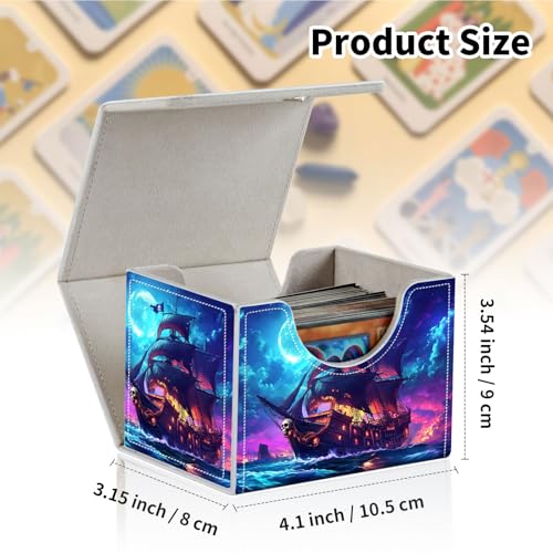 Stylish MTG Deck Box for 110+ Cards, Magnetic Commander Deck Case with Bonus Game Card Pouch, Durable Storage for TCG and Sleeved Magic Cards, Pirate Ship - color: Pirate Ship