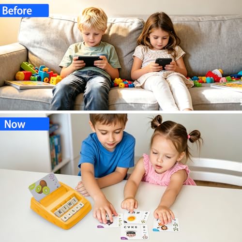 Educational Toys for Kids Ages 3-8, Matching Letter Spelling Game ABC Math Learning, Xmas Birthday Party Gifts for 3 4 5 6 7 8 Year Olds Boys and Girls Yellow - color: Yellow