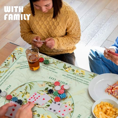 Green Chinoiserie Floral Bird Mahjong Mat 31.5 x 31.5 in, Traditional Flower Chinese Non-Slip Noise Reduction Gaming Mat for Table American Mahjong Poker Board Games Card Games Dominoes - color: Turquoise Chinese Style Mahjong Mat