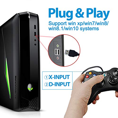 NBCP Game Controller for Xbox 360: Wired Xbox 360 Controller for PC Windows 11/10/8/7 - Upgraded Gamepad with Dual Vibration Feedback and 60-inch Flexible Cord, Black