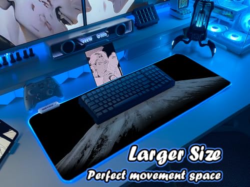 JMIYAV White RGB Gaming Mouse Pad 31.5x12 Inch PC XL Large Extended Glowing Led Light Up Desk Pad Non-Slip Rubber Base Computer Cute Mousepad Mat Desk Accessories Gaming Setup 89-4 - color: Monolith Peak