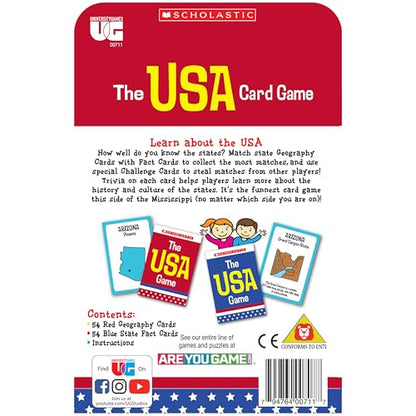 Scholastic USA Travel Card Game, State Capitals & Geography, Ages 6+