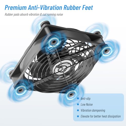 Quie Router Cooling Fan Stand with 3 Adjustable Speed for TV Box Modem Game Console Receiver DVR PlayStation Xbox Computer Cabinet Cooling