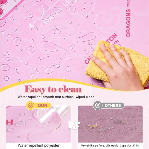 Shipped Rolled Mahjong Mat with Rules Without Creases, 3mm, 32.5" x 32.5" | Anti-Slip Rubber Base, Travel-ready with Carry Bag, Soft & Water-Repellent Surface, Noise-Reduce, for Poker & Card game - color: Pink