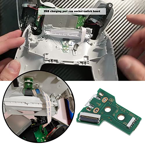 ECSiNG 2PCS Interface Board JDS-040 and 12 Pin Ribbon Cable Compatible with PS4 Pro/Slim Wireless Controller Replacement Charging Port Assembly