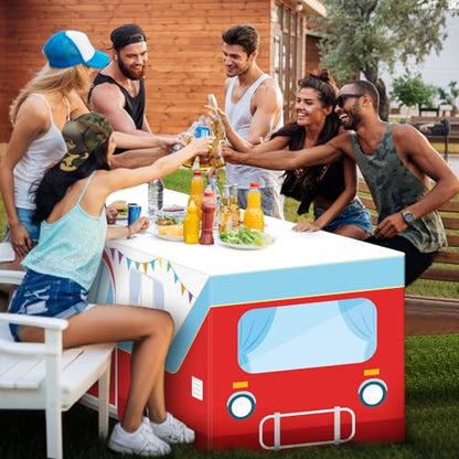 6 Ft Camping Tablecloths Birthday Party Decorations Camper Theme Table Cover Washable Fabric Polyester Summer Camp Rectangle Table Covers Protector for Woodland Birthday Forest Party Decorations - style: Camping