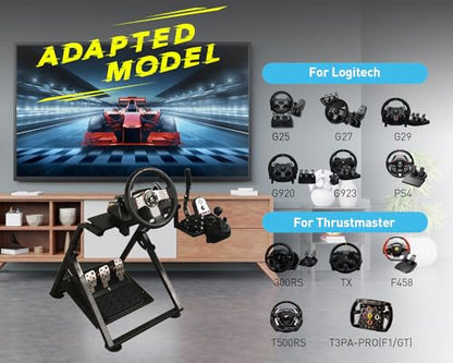 Racing Wheel Stand, Adjustable & Foldable Steering Wheel Sim Racing Stand for Logitech G920 G29 G923 G25, G27, G29 PS4 T300RS Thrustmaster Gaming Steering Wheel Stand, Wheel & Pedals Not Included