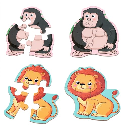 Magnetic Puzzles for Kids Ages 3-5, Travel Toddler Animal Puzzle Toy | Refrigerator Magnet Game for Ages 4-6, Learning & Birthday Gift for Boys, Car Airplane Road Trip Quiet-Time Activity Toys - style: Animal
