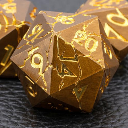 Dungeons and Dragons Dice Metal Dice Set with Gift Case, Polyhedral Dice Set for RPG D&D RPG Tabletop Games Dice Set - color: Gold