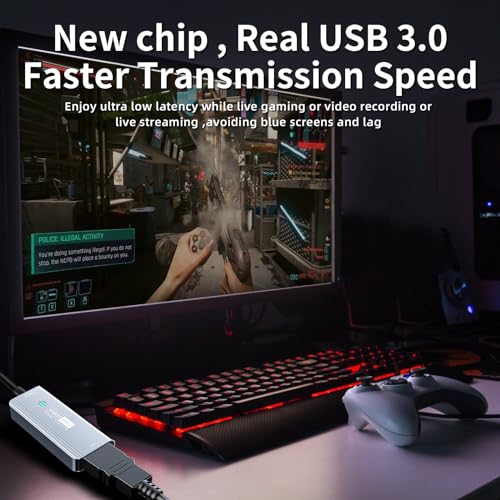 Papeaso Video Capture Card, HDMI to USB C 3.0 Capture Card, 1080P 60FPS Video Capture Device, for Streaming, Teaching,Gaming, Video conferencing or Live Broadcasting - color: Grey-C