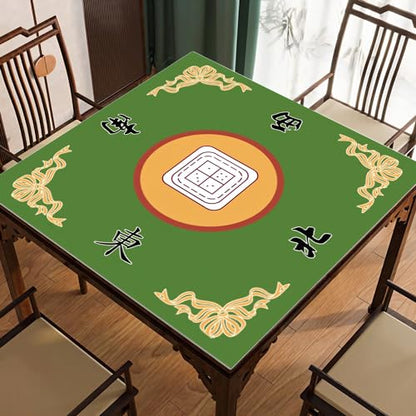 Mahjong Table Mat 31.5" x 31.5" Anti Slip Noise Reducing Cover Green | Machine Washable Game Pad with Storage Bag, Wear Resistant Fabric for Poker Card Dominoes Family Game Night - color: Style 1 Green