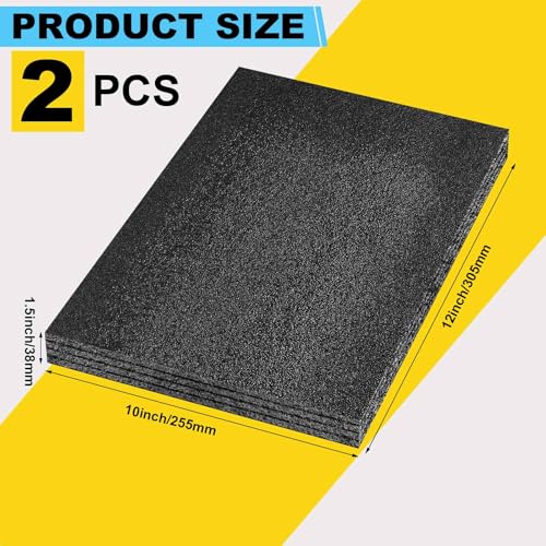 Hoolerry 2 Pcs Customizable Polyethylene Foam Packing Inserts for Cases Thick Polyethylene Cuttable Foam Sheet for Tool Box, Camera, Crafts, Storage and Crafts (12" X 10" X 1.5",Black) - size: 12" X 10" X 1.5"