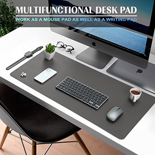 K KNODEL Large Office Leather Desk Mat, Mouse and Keyboard Pad, Computer and Laptop Mat, Desktop Protector and Cover, Writing Pad and Blotter (31.5"x15.7", Dark Gray) - color: Dark Gray, size: 31.5" x 15.7"