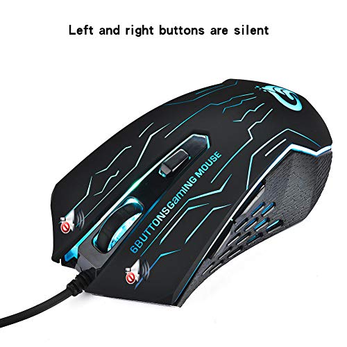 Gaming Mouse Wired - Game Computer Mice with 6 Buttons for PC,Gamer - USB Wired Mouse - Comfortable Grip - … (Black)